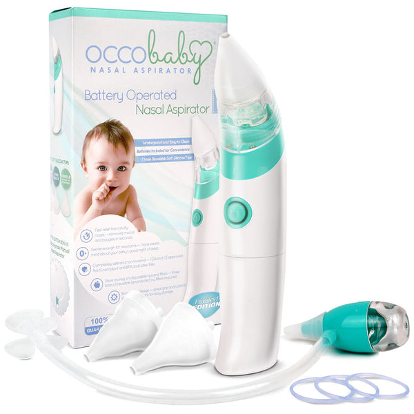 OCCObaby Baby Nasal Aspirator - 2 PK Baby Nose Suction Kit- Battery  Operated Baby Nose Cleaner and Manual Baby Nose Sucker for Newborns,  Infants and