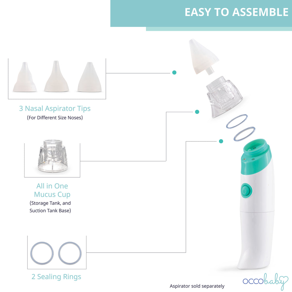 Replacement Kit of Mucus Cup, O-Rings, and Silicone Tips for Battery Aspirator