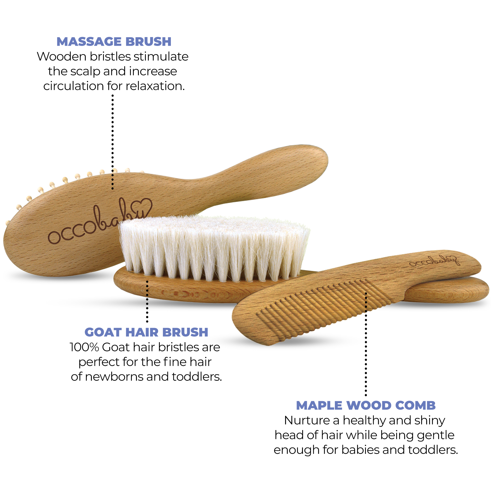 Baby Wooden Hairbrush and Comb Set