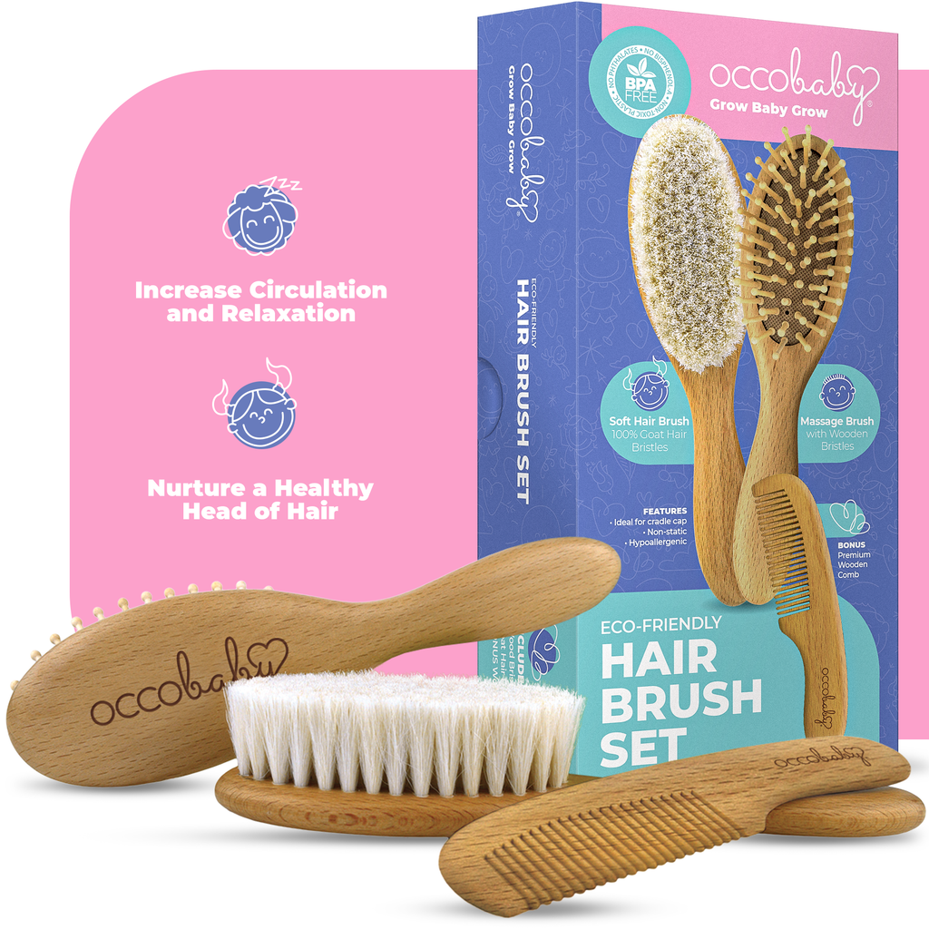 Baby Wooden Hairbrush and Comb Set