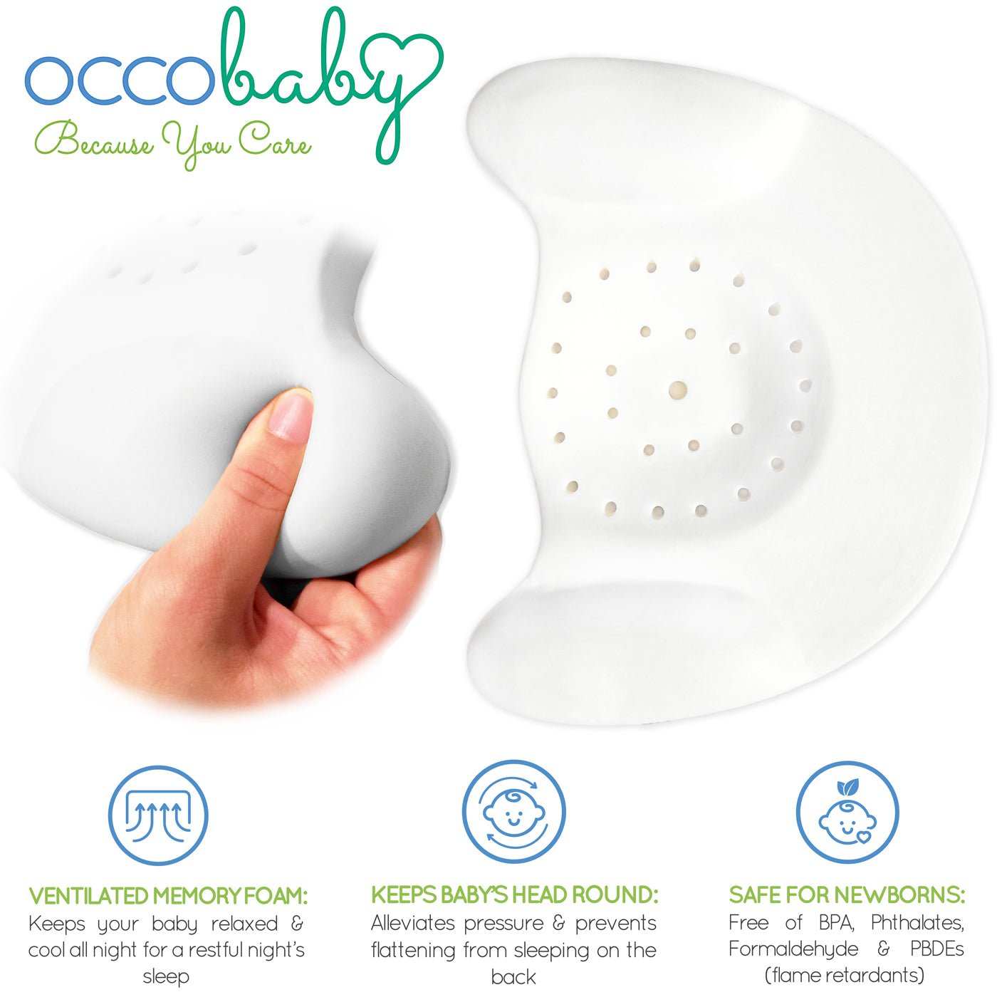 OCCObaby Head Shaping Memory Foam Pillow